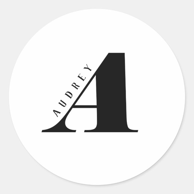 Sticker Rond Lettre A Nom Typographie Moderne Monogramme (Devant)