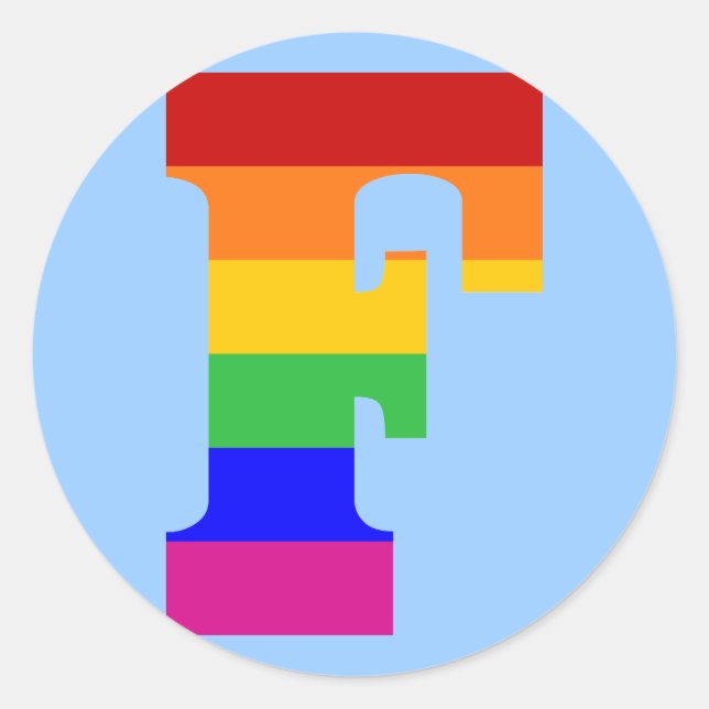 Sticker Rond LETTRE arc-en-ciel F (Devant)