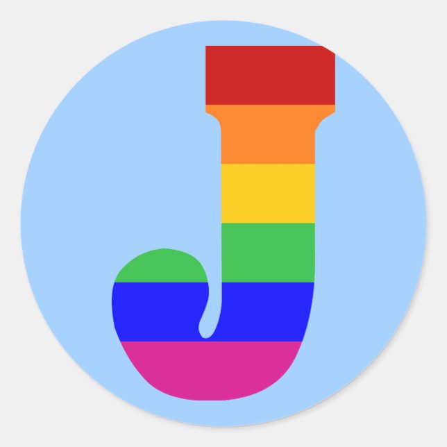 Sticker Rond LETTRE arc-en-ciel J (Devant)