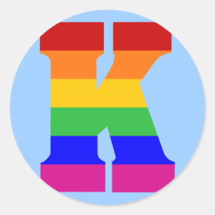 Sticker Rond LETTRE arc-en-ciel K