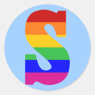 Sticker Rond LETTRE arc-en-ciel S