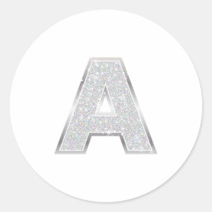 STICKER ROND LETTRE ARGENT A