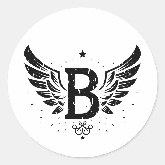 Sticker Rond Lettre B, Alphabet B, Cadeau (Devant)