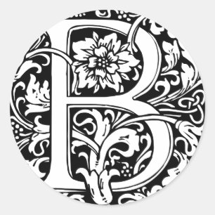 Sticker Rond Lettre B Monogramme médiéval Art Nouveau