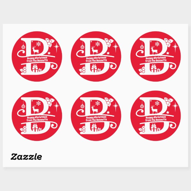 Sticker Rond Lettre B Monogramme Nom de famille initial Salutat (Feuille)