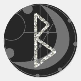 Sticker Rond Lettre B Rune Runogramme Lune géométrique Noir