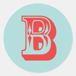 Sticker Rond Lettre B style carnaval monogramme première préfér