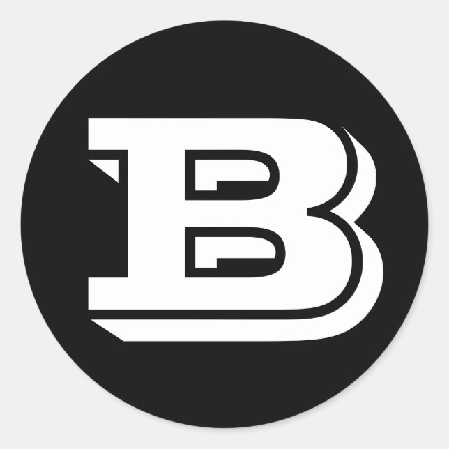 Sticker Rond Lettre B Vineta Alphabet par Janz Black (Devant)