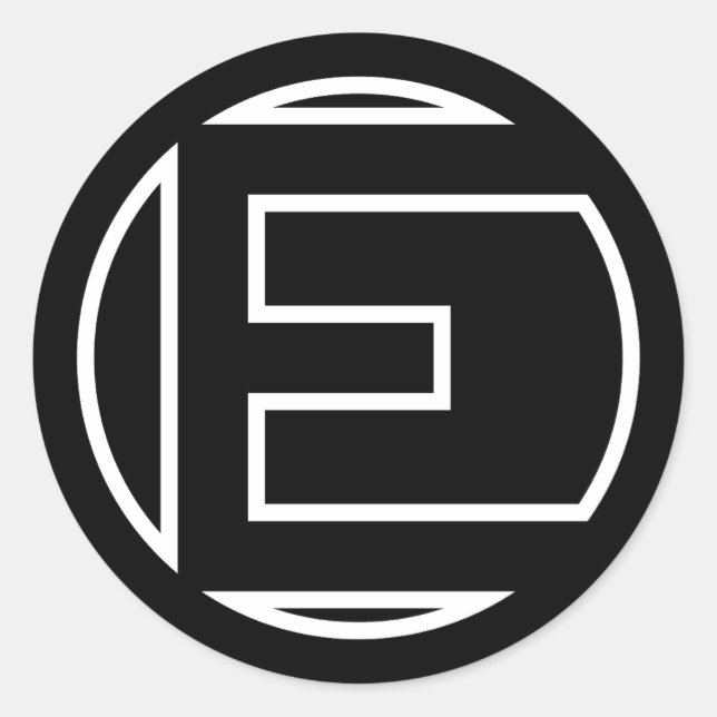 STICKER ROND LETTRE BALLE NOIR E (Devant)