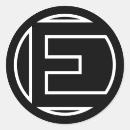 STICKER ROND LETTRE BALLE NOIR E