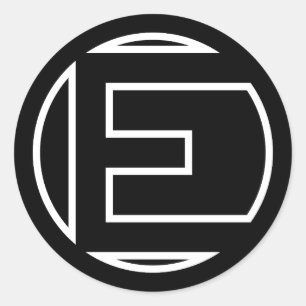 STICKER ROND LETTRE BALLE NOIR E