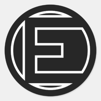 STICKER ROND LETTRE BALLE NOIR E