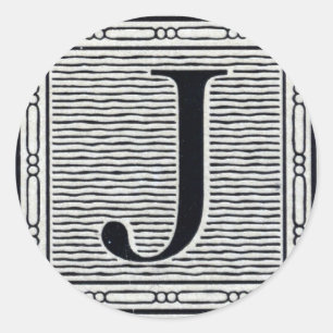 Sticker Rond Lettre bloc "J" Bois coupé bloc initial
