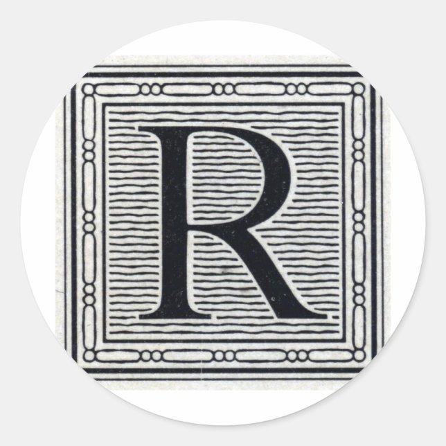 Sticker Rond Lettre bloc "R" Bois coupé en bois (Devant)