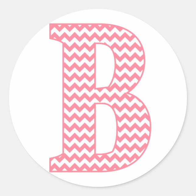 Sticker Rond LETTRE BONNE CHIVE Pink PREPY B MONogramme (Devant)