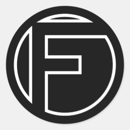 STICKER ROND LETTRE BORD NOIR F