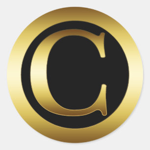 STICKER ROND LETTRE C DE MONOGRAMME D'OR