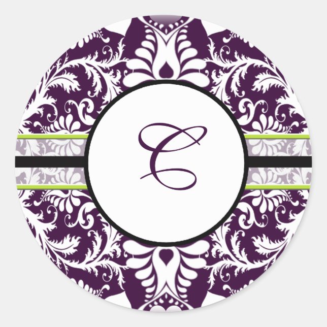 Sticker Rond LETTRE C Mariage POPULAIRE DOMMAGE INITIAL (Devant)