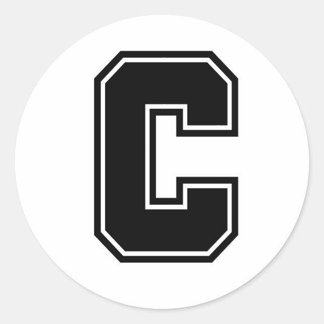 Sticker Rond Lettre C sporty college alphabet de police (Devant)