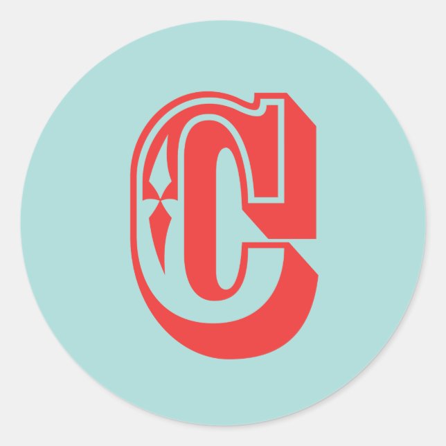 Sticker Rond Lettre C style carnaval monogramme première préfér (Devant)