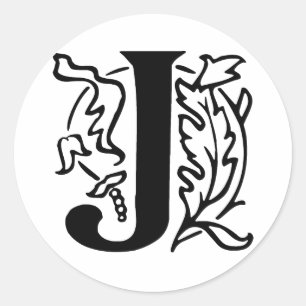Sticker Rond Lettre chic J