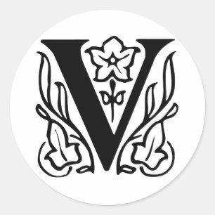 Sticker Rond Lettre chic V