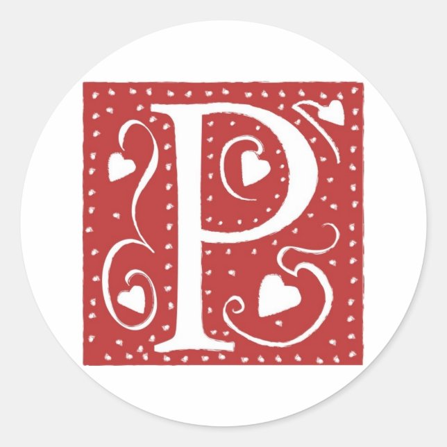 STICKER ROND LETTRE COEUR MARIAGE P (Devant)
