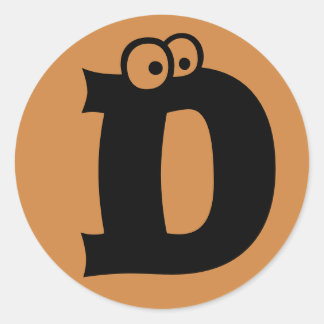 Sticker Rond Lettre D Eyeballs Alphabet par Janz Pérou Gold