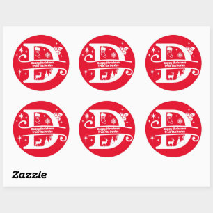 Sticker Rond Lettre D Monogramme Nom de famille initial Salutat