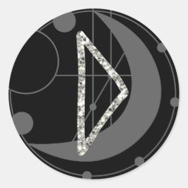 Sticker Rond Lettre D Rune Monogramme Lune géométrique Noir