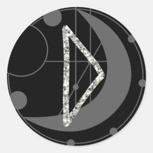 Sticker Rond Lettre D Rune Monogramme Lune géométrique Noir