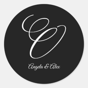Sticker Rond Lettre de fantaisie mariage O Monogramme