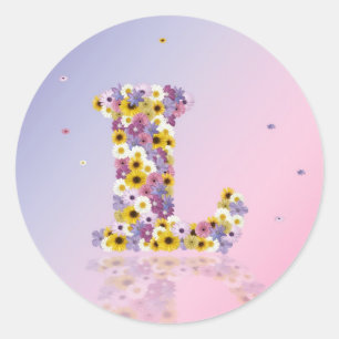 Sticker Rond Lettre de fleurs l