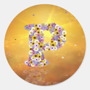 Sticker Rond Lettre de fleurs P