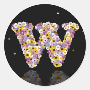 Sticker Rond Lettre de fleurs W