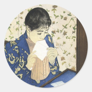 Sticker Rond Lettre de Mary Cassatt, Impressionnisme Vintage