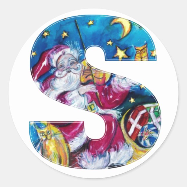 STICKER ROND LETTRE DE NOËL / MONOGRAM PÈRE NOËL INSPIRÉ (Devant)