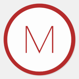 Sticker Rond Lettre de Noël rouge minimaliste de vacances Monog