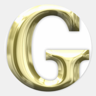 Sticker Rond Lettre d'or G brillant Alphabet d'or