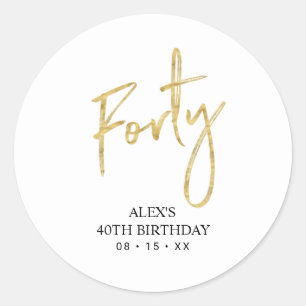 Sticker Rond Lettre dorée Quarante 40e Anniversaire Favori Merc