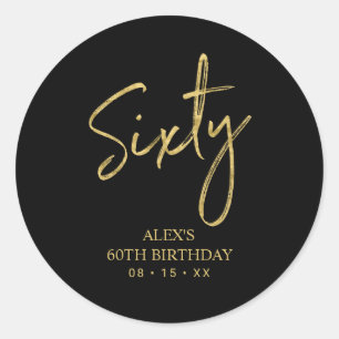 Sticker Rond Lettre Dorée Soixante 60e Anniversaire Faveur