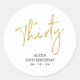 Sticker Rond Lettre dorée Trente 30 Anniversaire Favori Merci