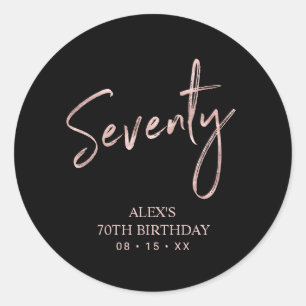 Sticker Rond Lettre en or rose Soixante-dix 70e Anniversaire Cl