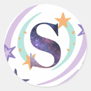 Sticker Rond Lettre étoile S Monogramme