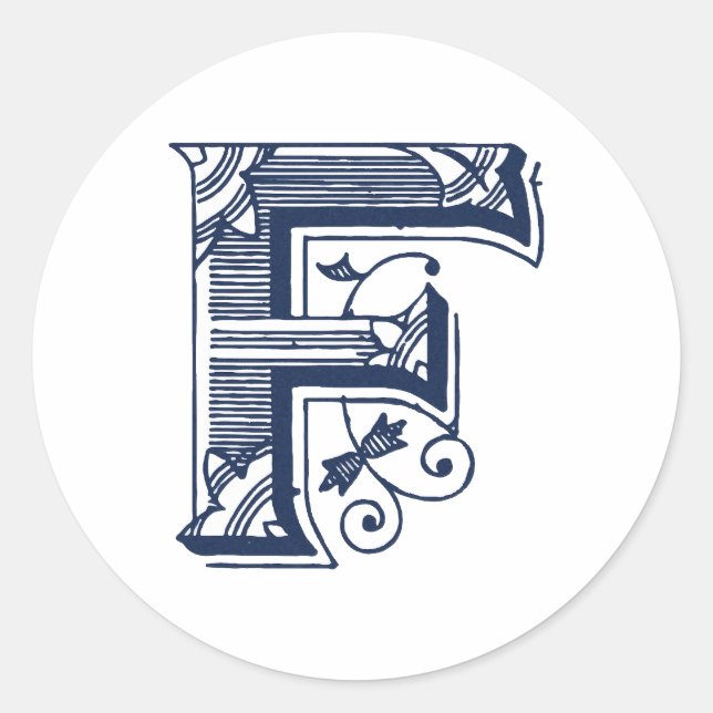 Sticker Rond Lettre "F" Élégante brodée (Devant)