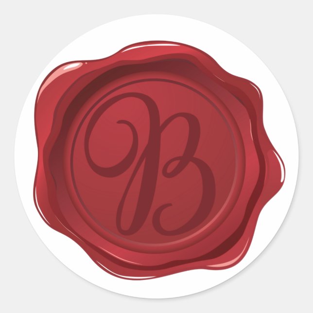 Sticker Rond Lettre fantaisie B Sceau de cire rouge (Devant)