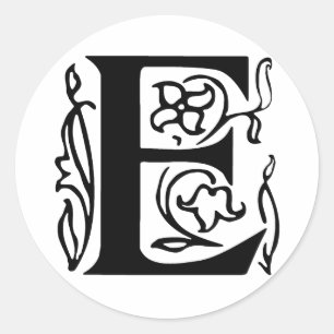 Sticker Rond Lettre fantaisie E