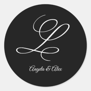 Sticker Rond Lettre fantaisie mariage L Monogramme