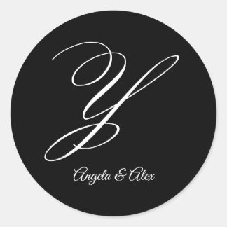 Sticker Rond Lettre fantaisie mariage Y Monogramme