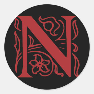 Sticker Rond Lettre fantaisie N